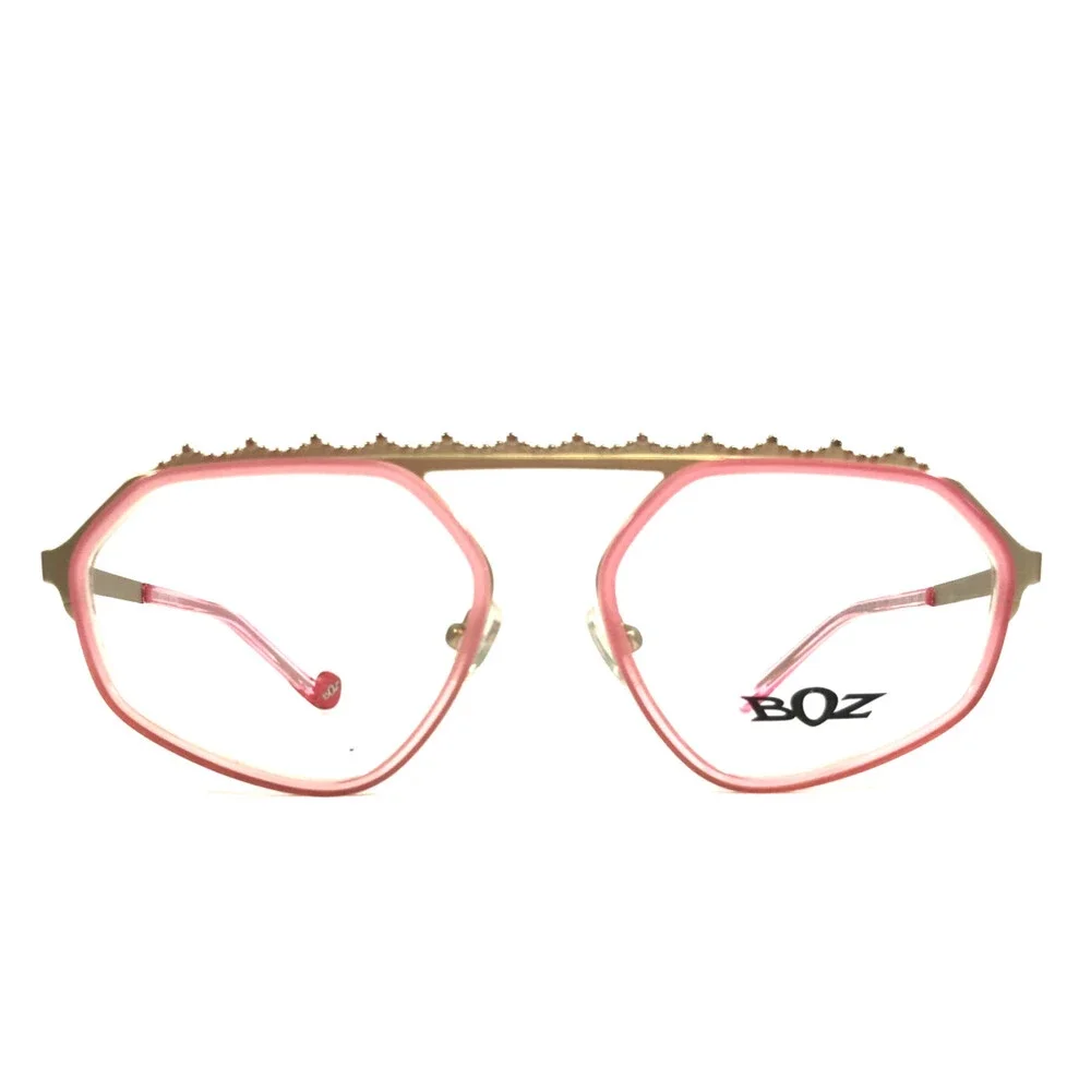 BOZ Eyeglasses Frames MICHELE 8080 Clear Pink Matte Gold Geometric 53-16-140